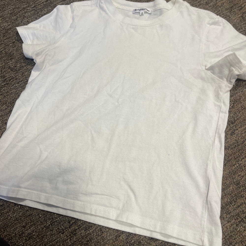 Reformation basic White T-Shirt woman’s size XL 100% cotton 90s Y2K - Picture 5 of 6